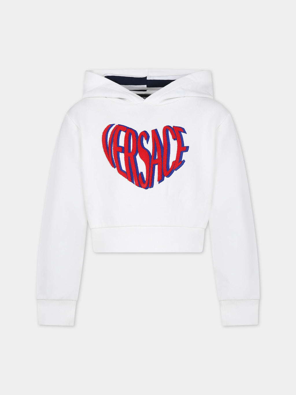 White cropped sweatshirt for girl with logo Versace